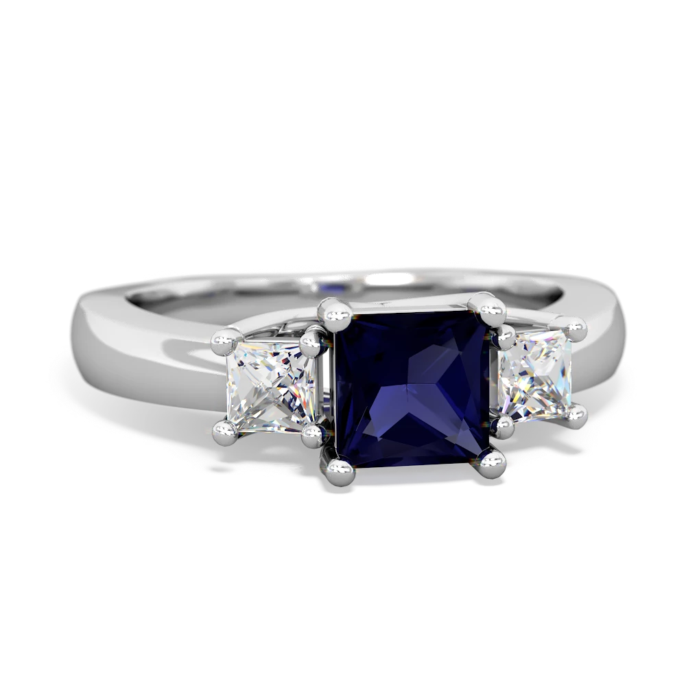 Sapphire Three Stone Trellis 14K White Gold ring R4015