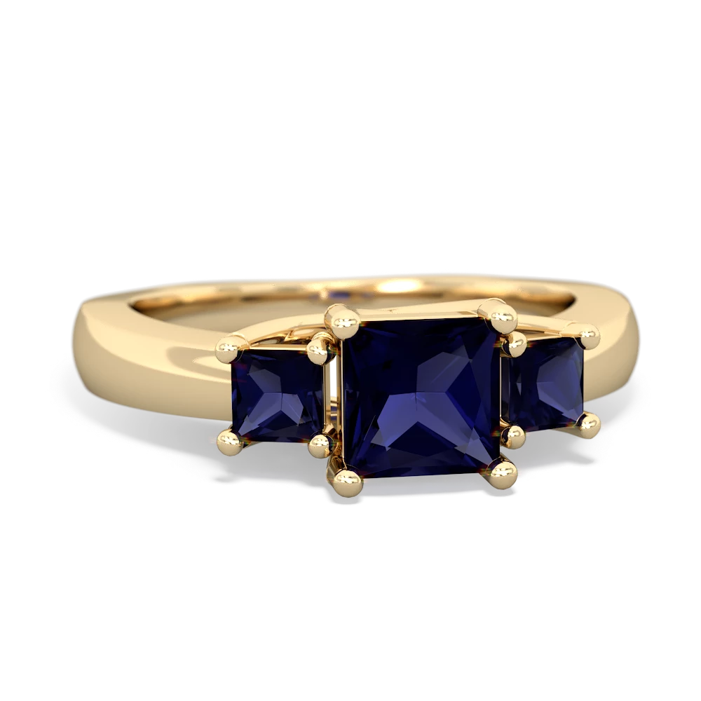 Sapphire Three Stone Trellis 14K Yellow Gold ring R4015