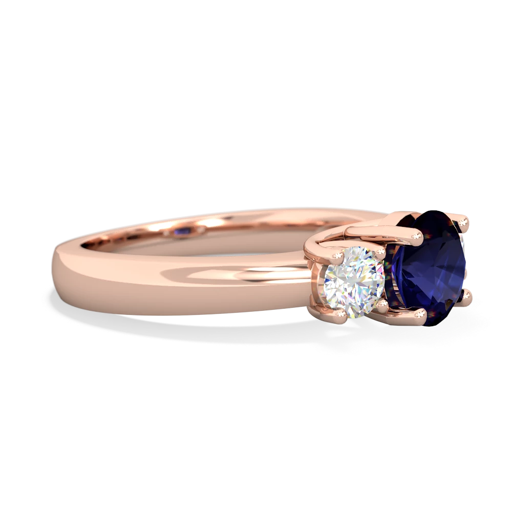 Sapphire Diamond Three Stone Round Trellis 14K Rose Gold ring R4018