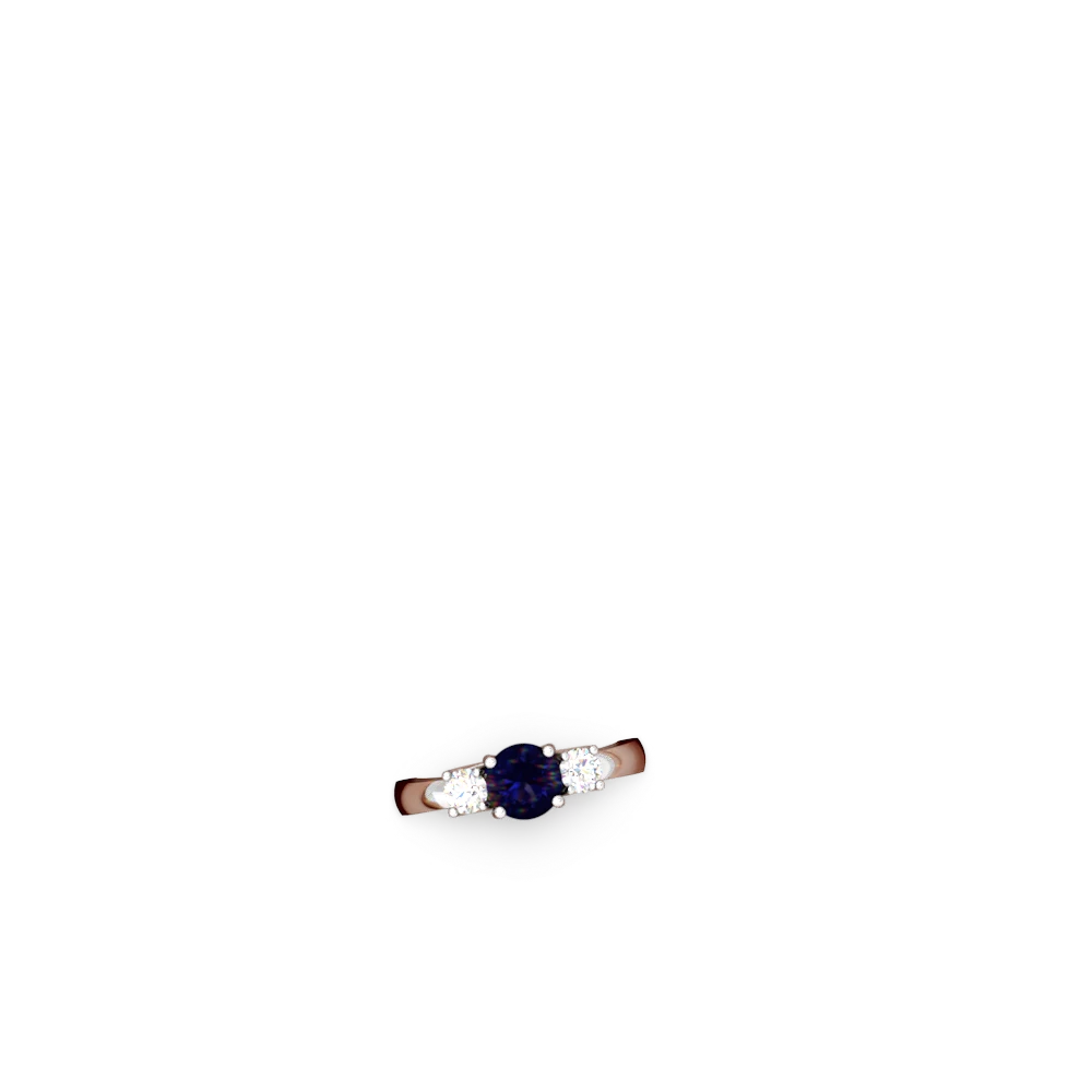Sapphire Diamond Three Stone Round Trellis 14K White Gold ring R4018