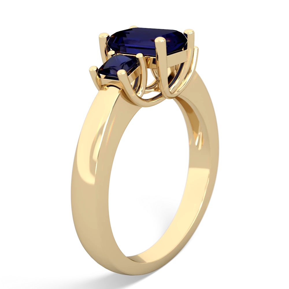 Sapphire Three Stone Emerald-Cut Trellis 14K Yellow Gold ring R4021