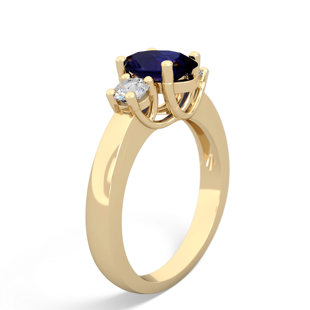 Sapphire Three Stone Trellis 14K Yellow Gold ring R4024
