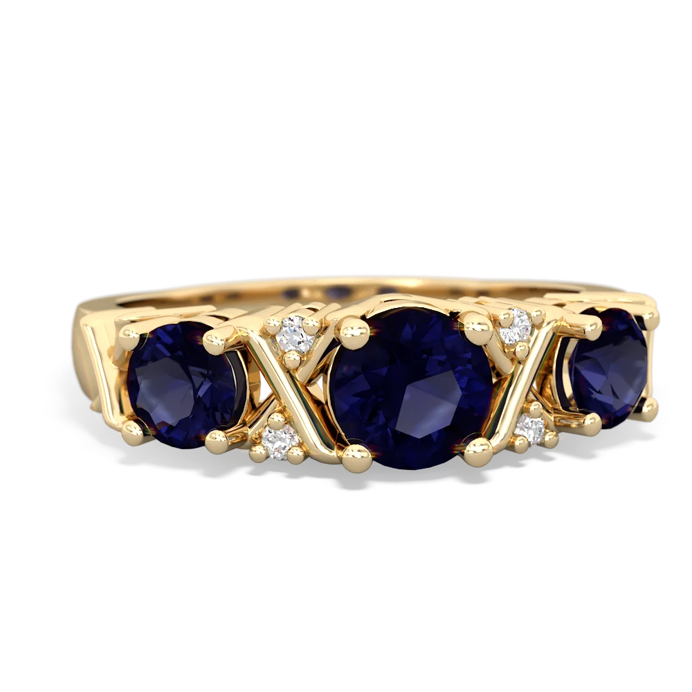 Sapphire Hugs And Kisses 14K Yellow Gold ring R5016