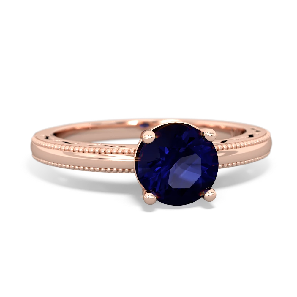 Sapphire Milgrain Filigree 14K Rose Gold ring R5090