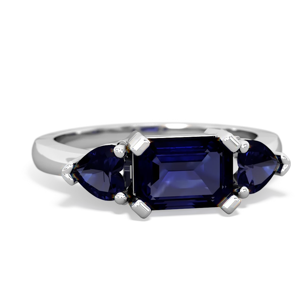 Sapphire Three Stone 14K White Gold ring R5235