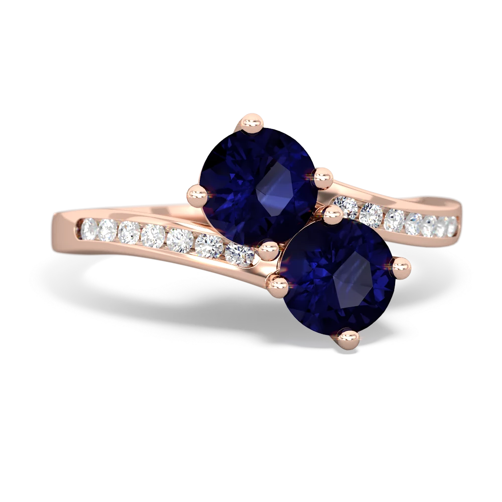 Sapphire Channel Set Two Stone 14K Rose Gold ring R5303