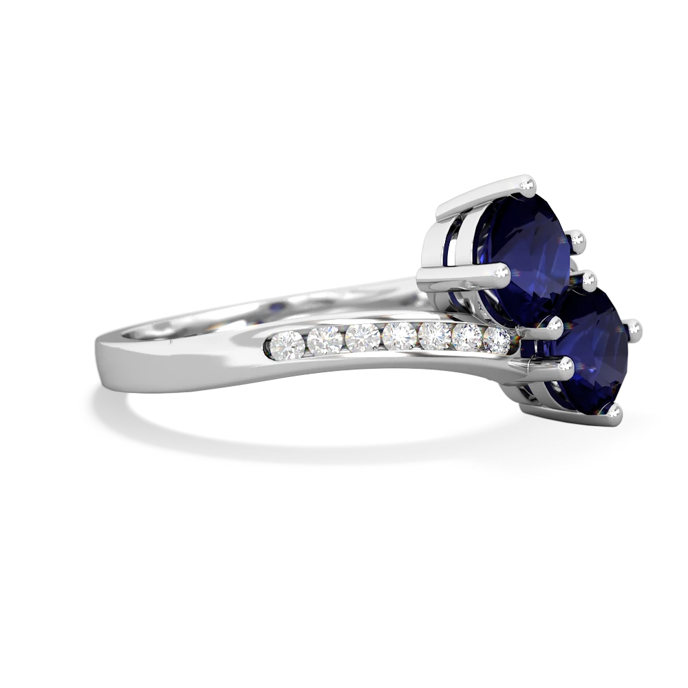 Sapphire Channel Set Two Stone 14K White Gold ring R5303