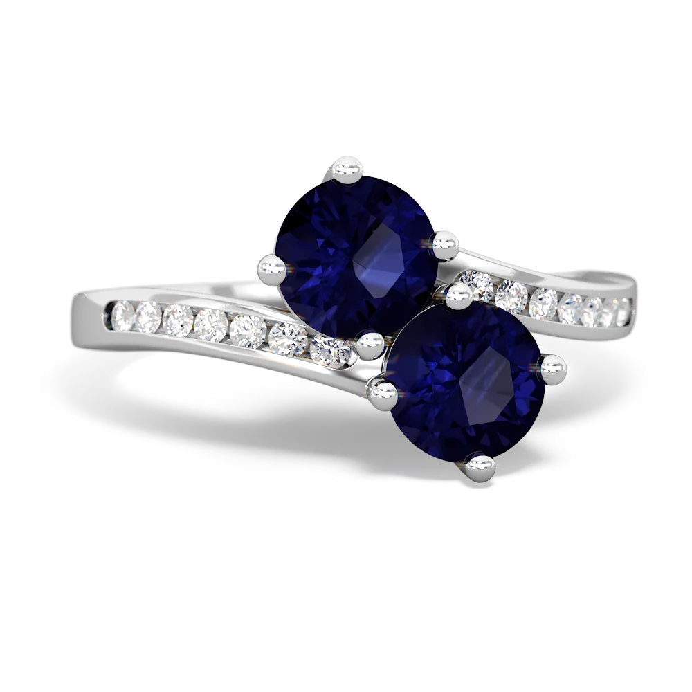 Sapphire Channel Set Two Stone 14K White Gold ring R5303