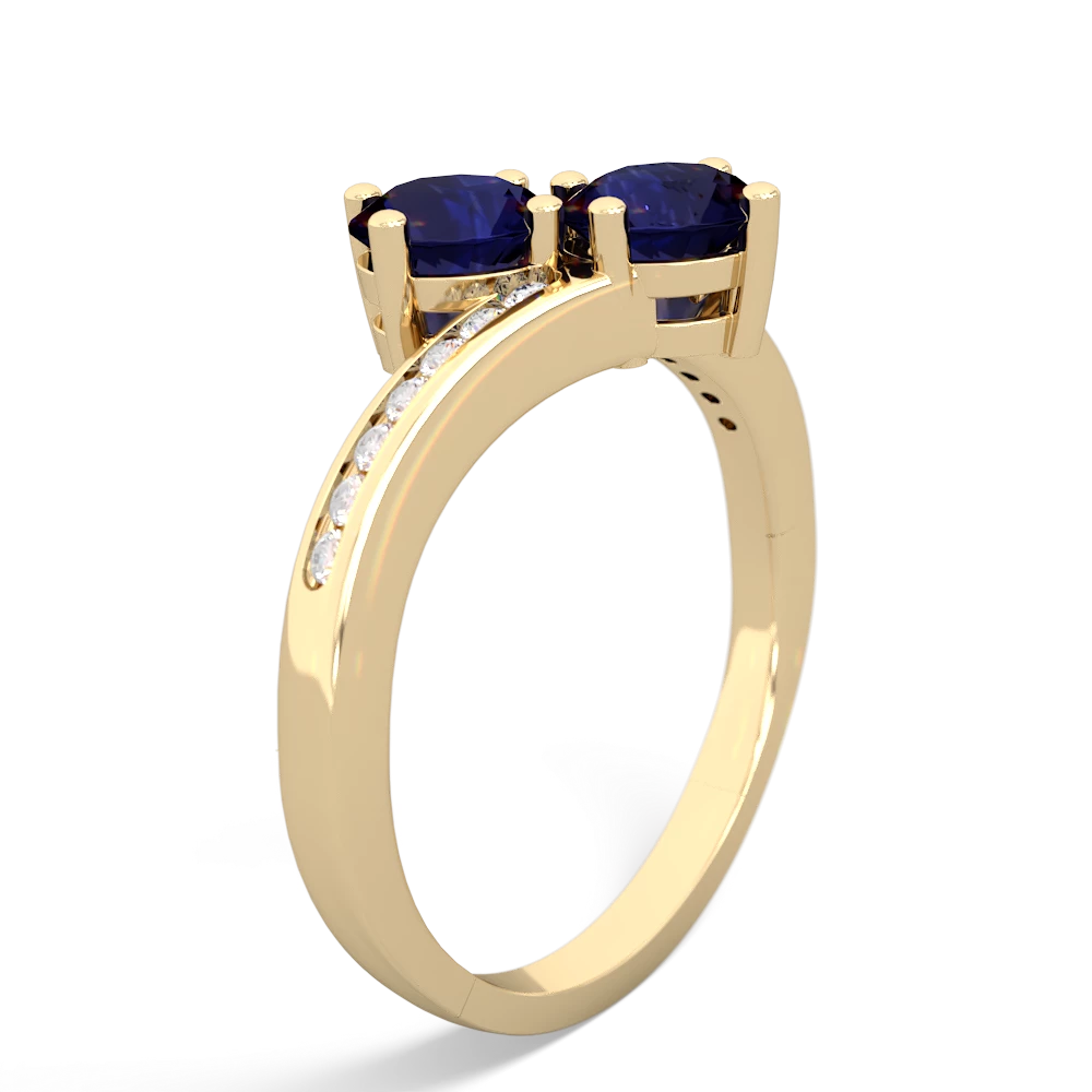 Sapphire Channel Set Two Stone 14K Yellow Gold ring R5303