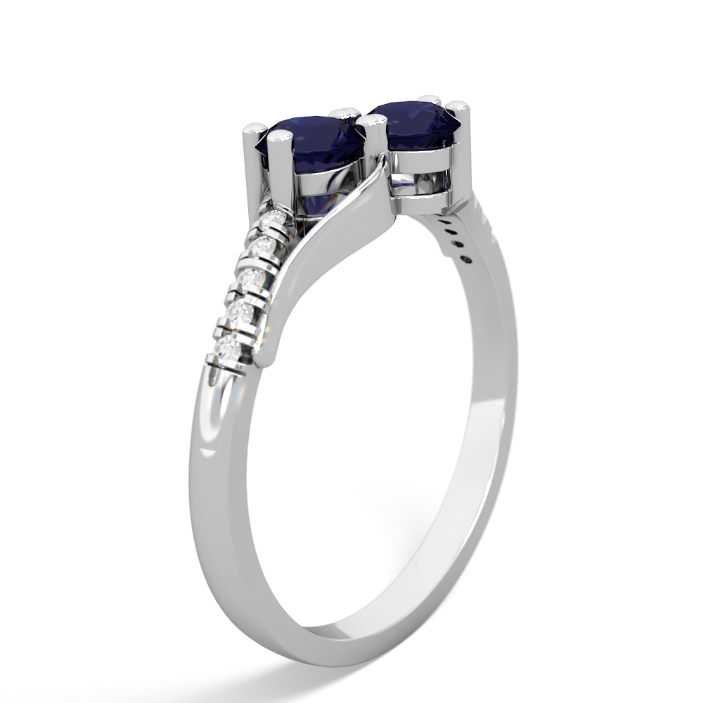 Sapphire Infinity Pave Two Stone 14K White Gold ring R5285