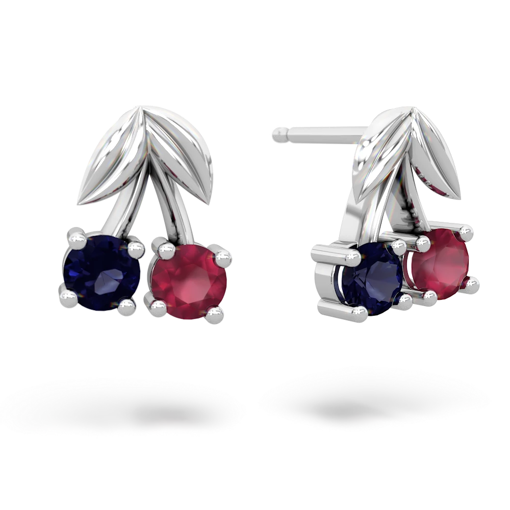 Sapphire Sweet Cherries 14K White Gold earrings E7001