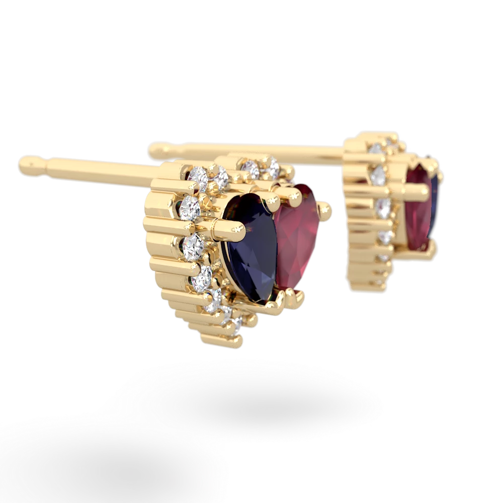 Sapphire Halo 14K Yellow Gold earrings E7008