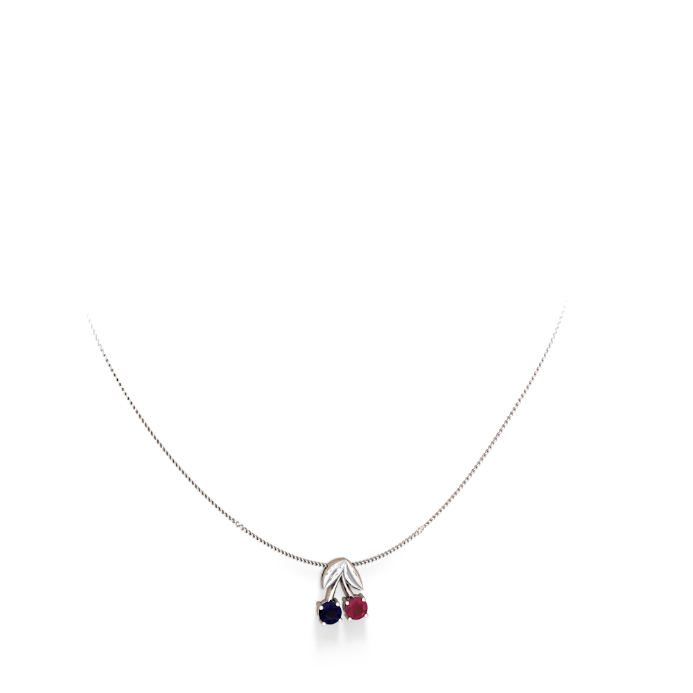 Sapphire Sweet Cherries 14K White Gold pendant P7001