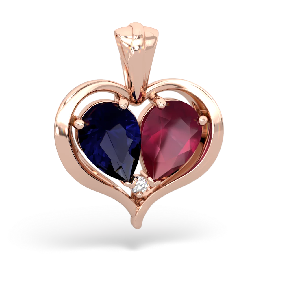 Sapphire Two Become One 14K Rose Gold pendant P5330