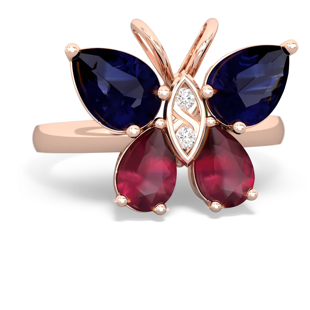 Sapphire Butterfly 14K Rose Gold ring R2215