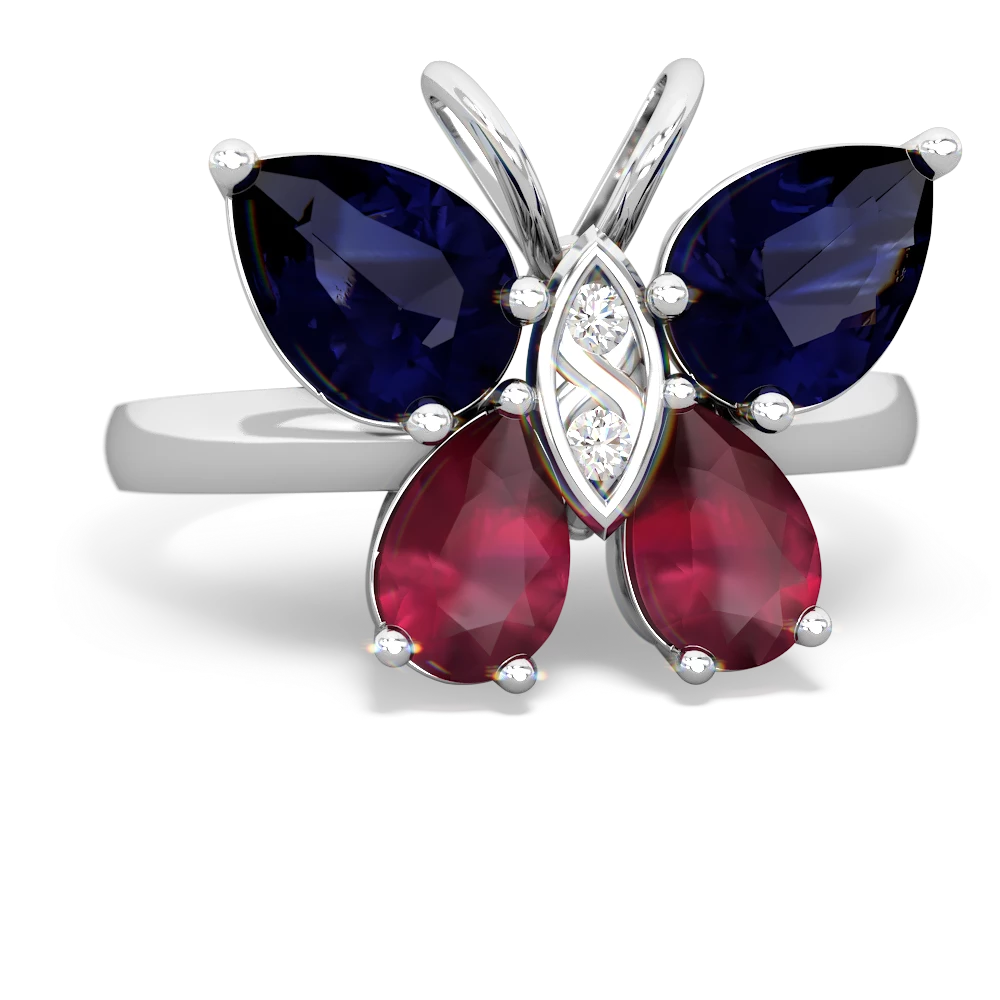 Sapphire Butterfly 14K White Gold ring R2215