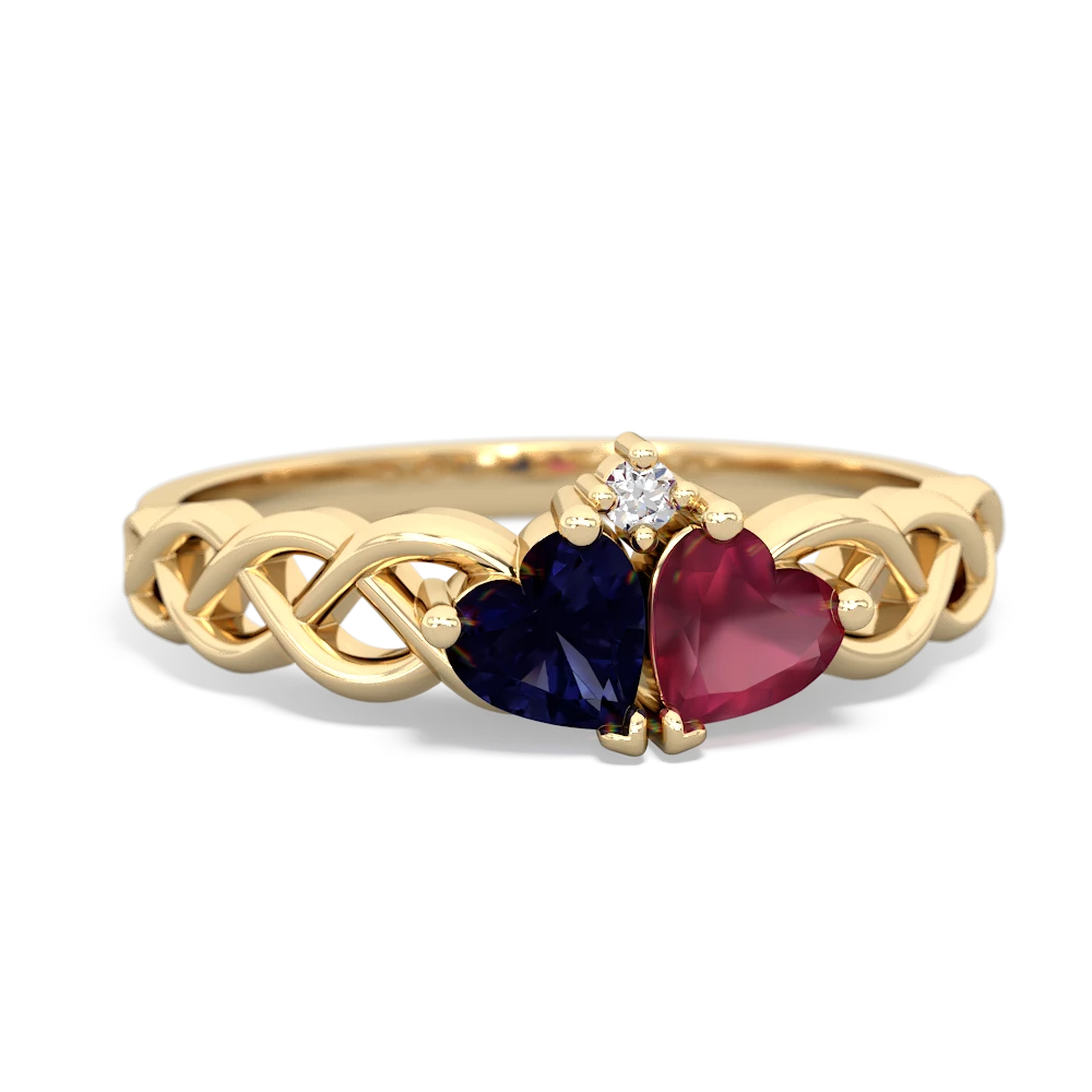 Sapphire Heart To Heart Braid 14K Yellow Gold ring R5870