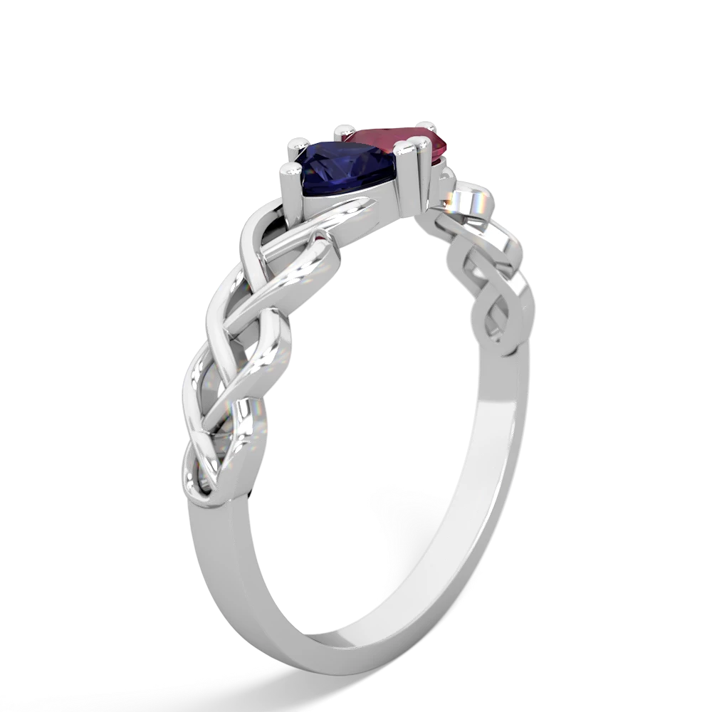 Sapphire Heart To Heart Braid 14K White Gold ring R5870