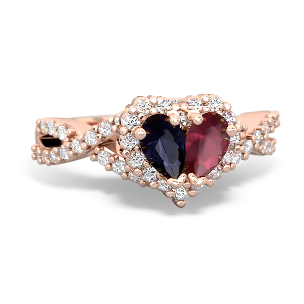 Sapphire Diamond Twist 'One Heart' 14K Rose Gold ring R2640HRT
