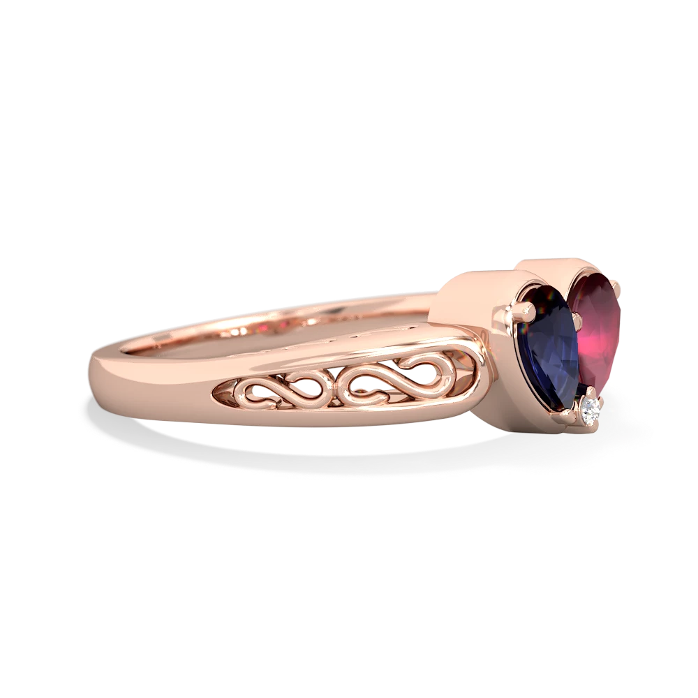 Sapphire Filligree 'One Heart' 14K Rose Gold ring R5070