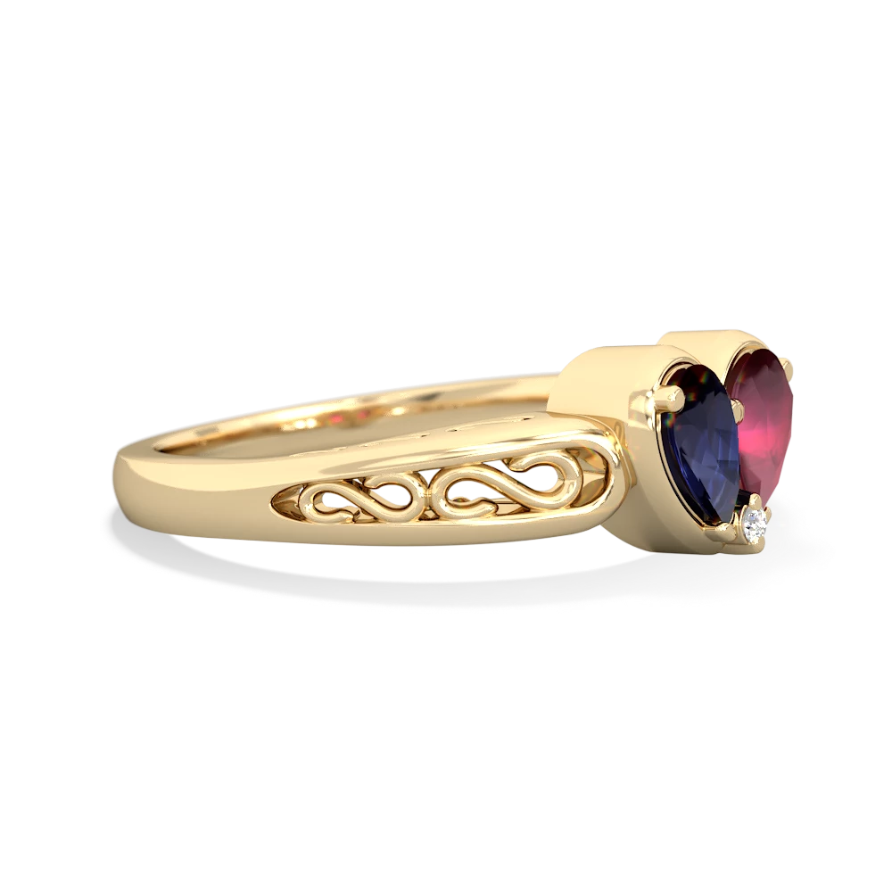 Sapphire Filligree 'One Heart' 14K Yellow Gold ring R5070