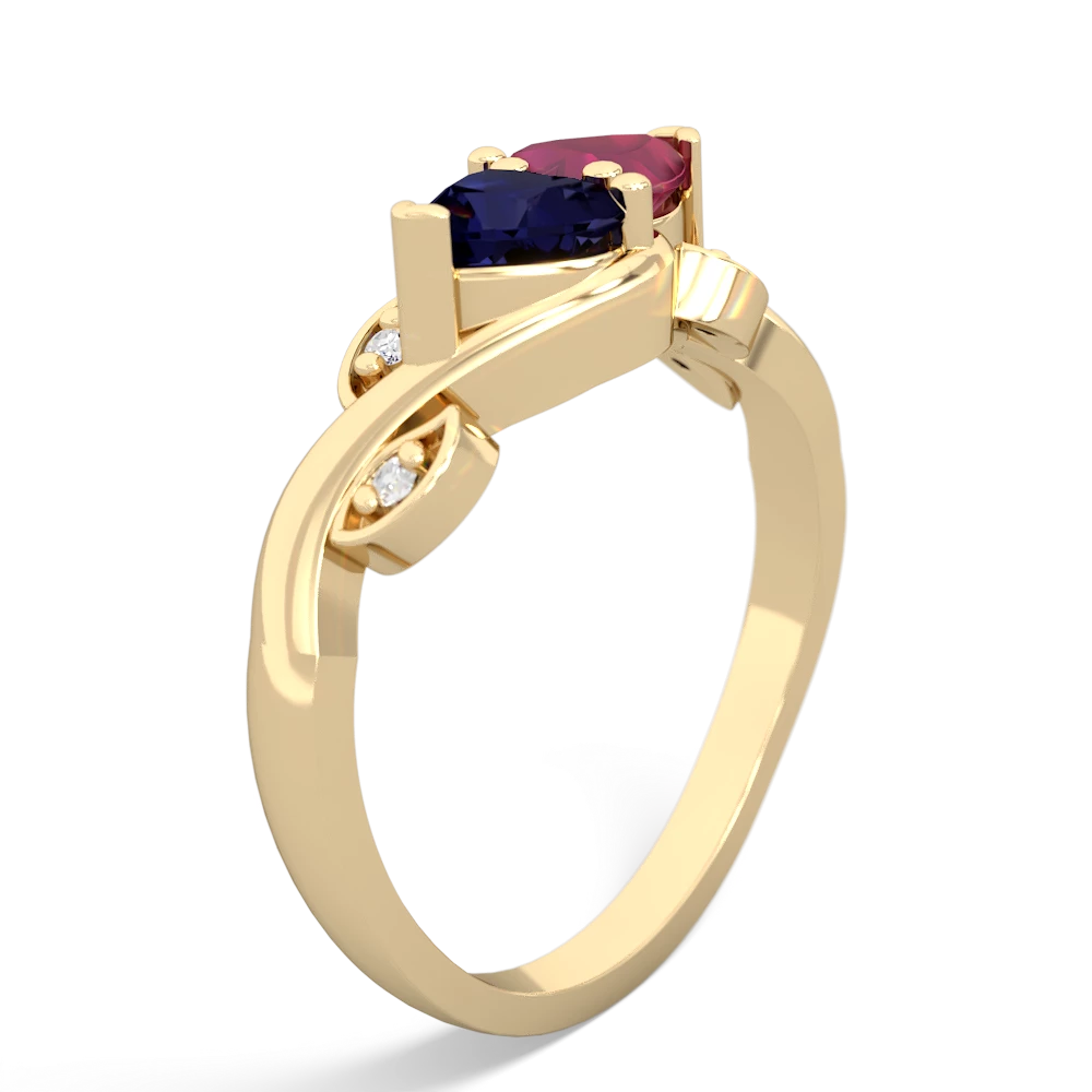 Sapphire Floral Elegance 14K Yellow Gold ring R5790