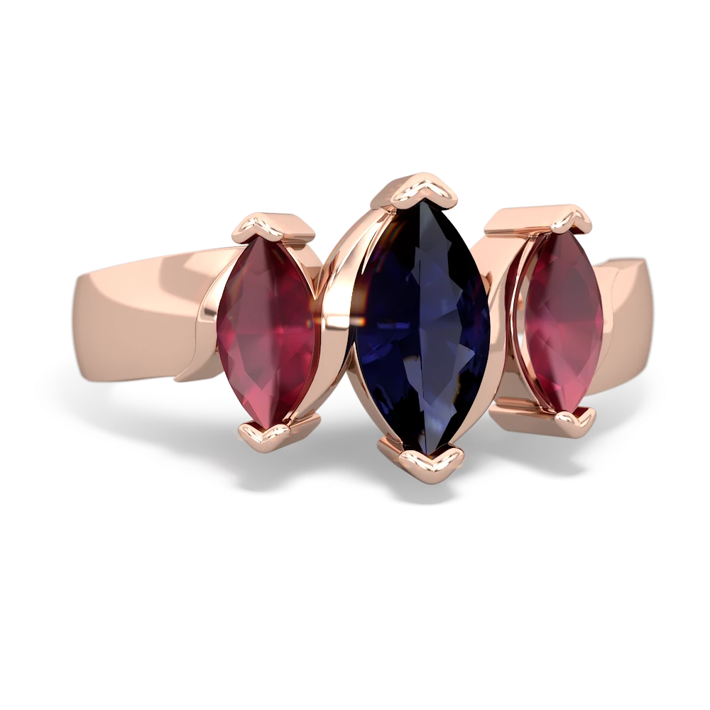 Sapphire Three Peeks 14K Rose Gold ring R2433