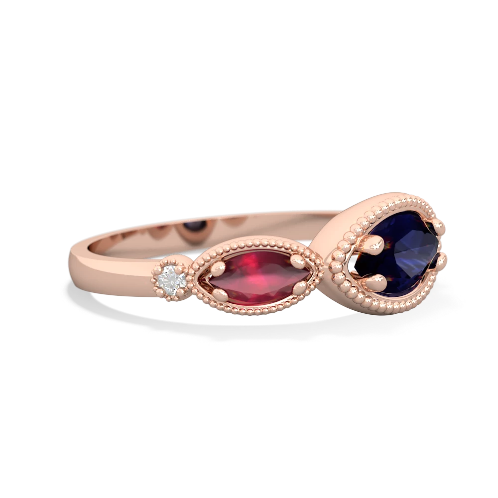 Sapphire Milgrain Marquise 14K Rose Gold ring R5700