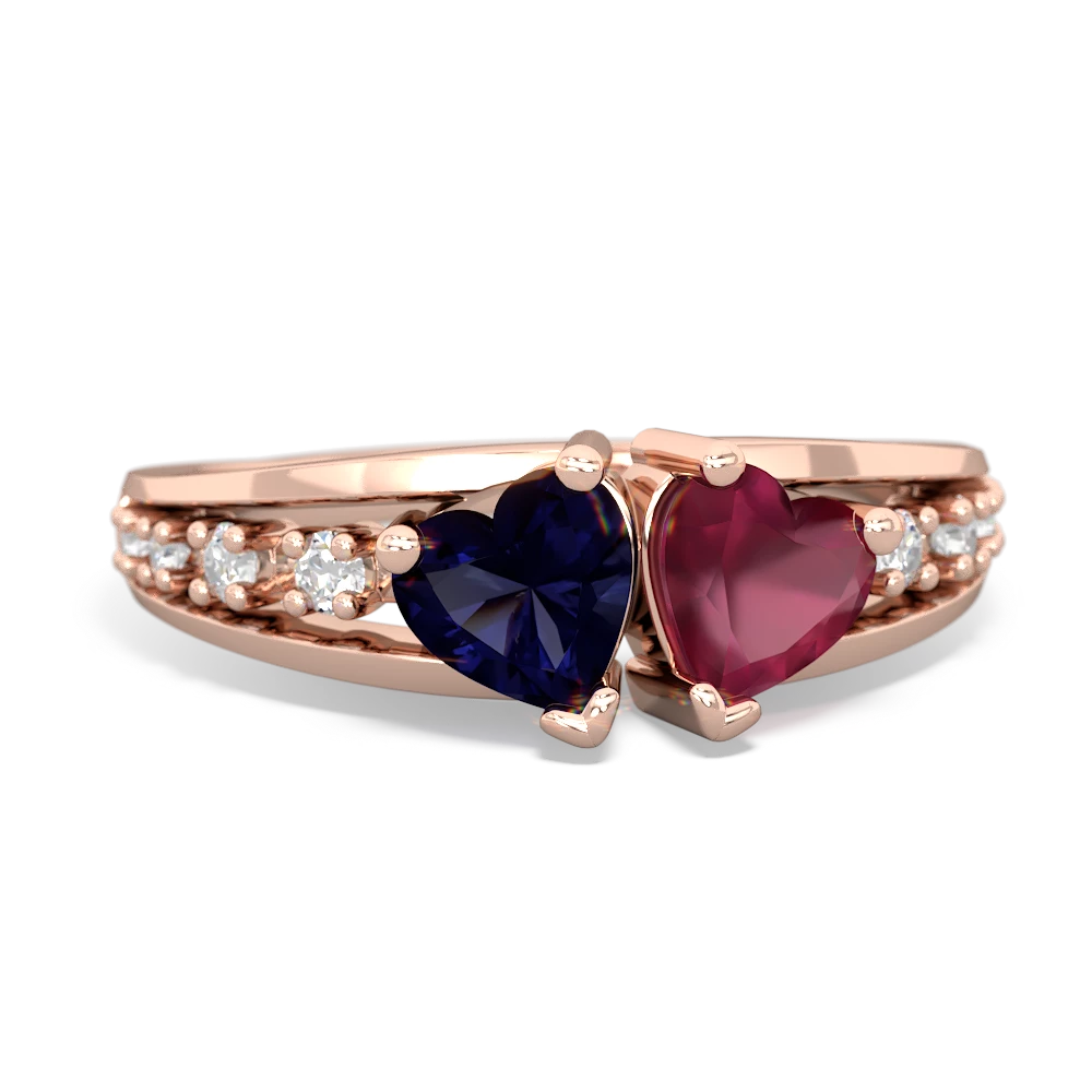 Sapphire Heart To Heart 14K Rose Gold ring R3342