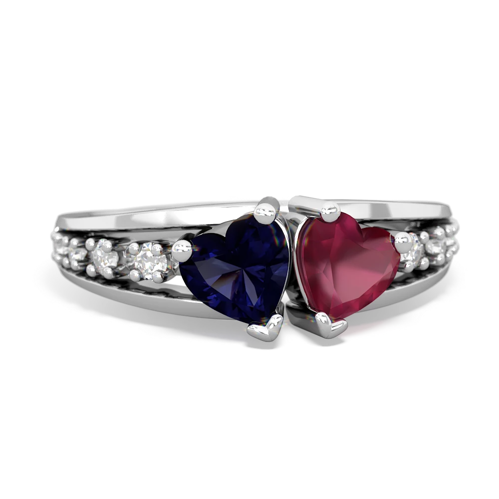 Sapphire Heart To Heart 14K White Gold ring R3342