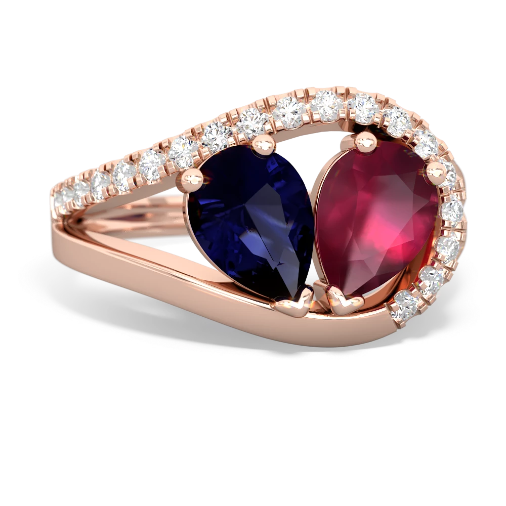 Sapphire Nestled Heart Keepsake 14K Rose Gold ring R5650