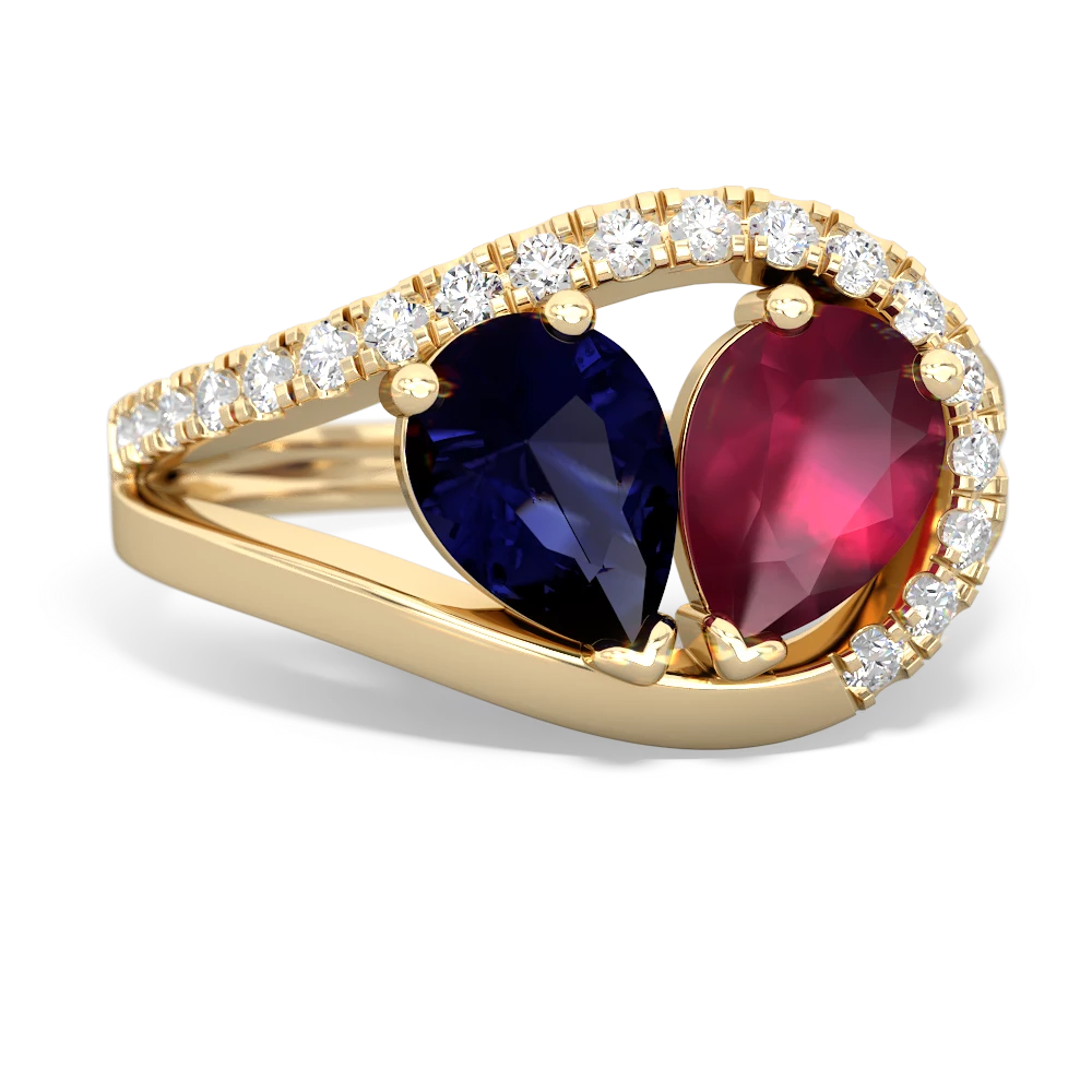 Sapphire Nestled Heart Keepsake 14K Yellow Gold ring R5650