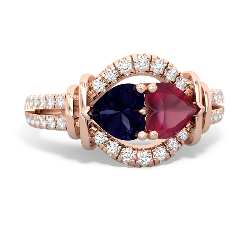 Sapphire Art-Deco Keepsake 14K Rose Gold ring R5630