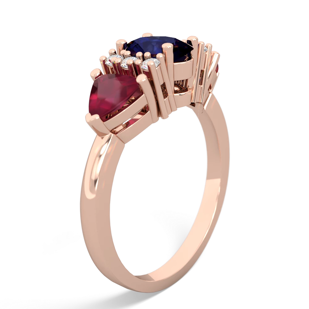 Sapphire Antique Style Three Stone 14K Rose Gold ring R2186