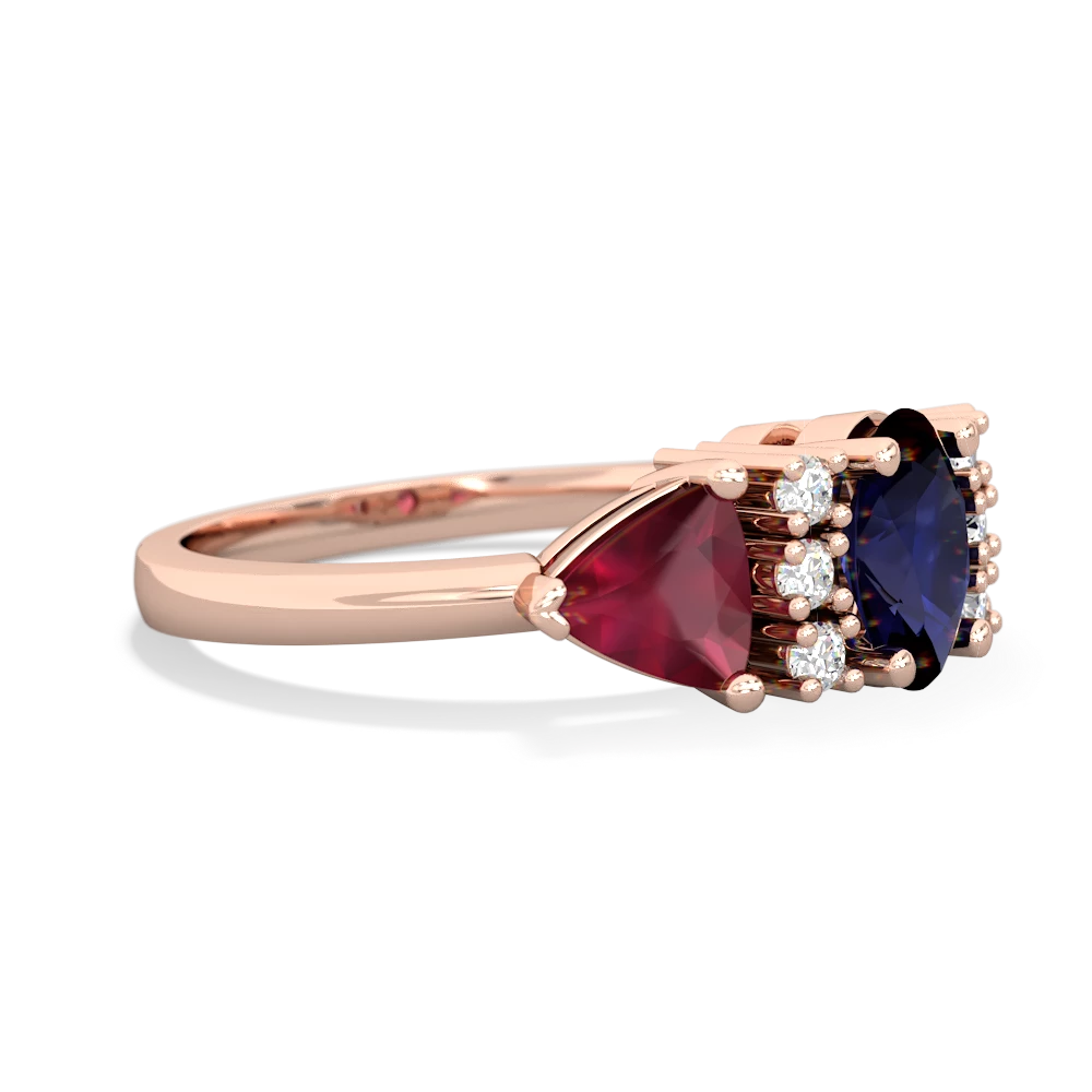 Sapphire Antique Style Three Stone 14K Rose Gold ring R2186