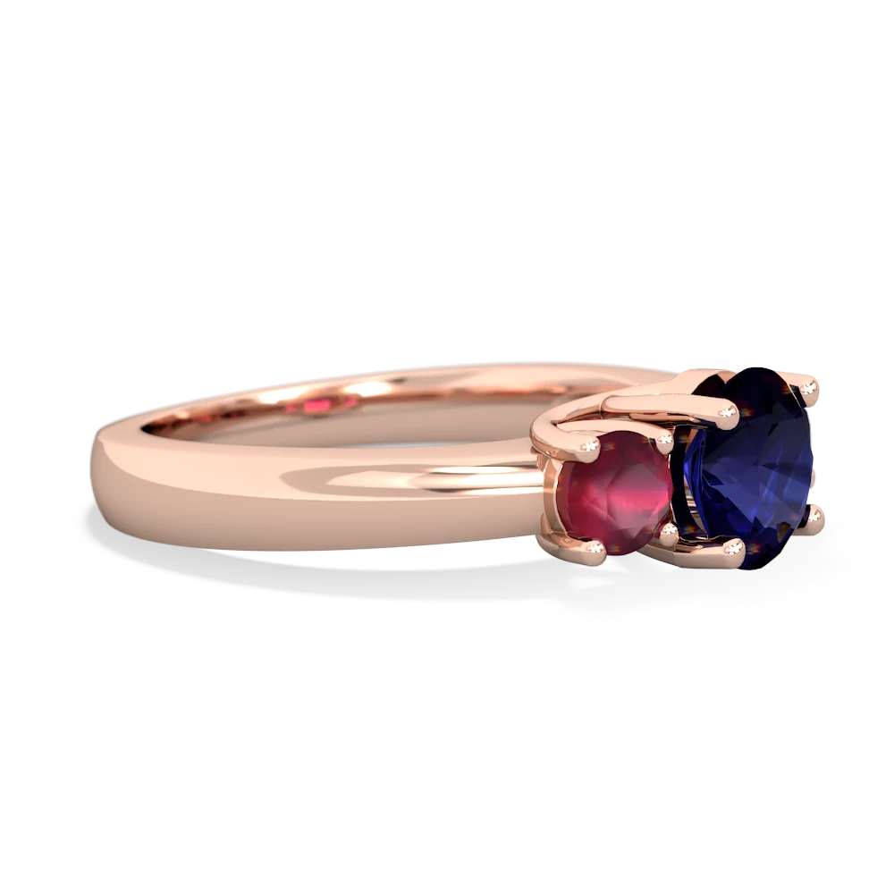 Sapphire Three Stone Round Trellis 14K Rose Gold ring R4018