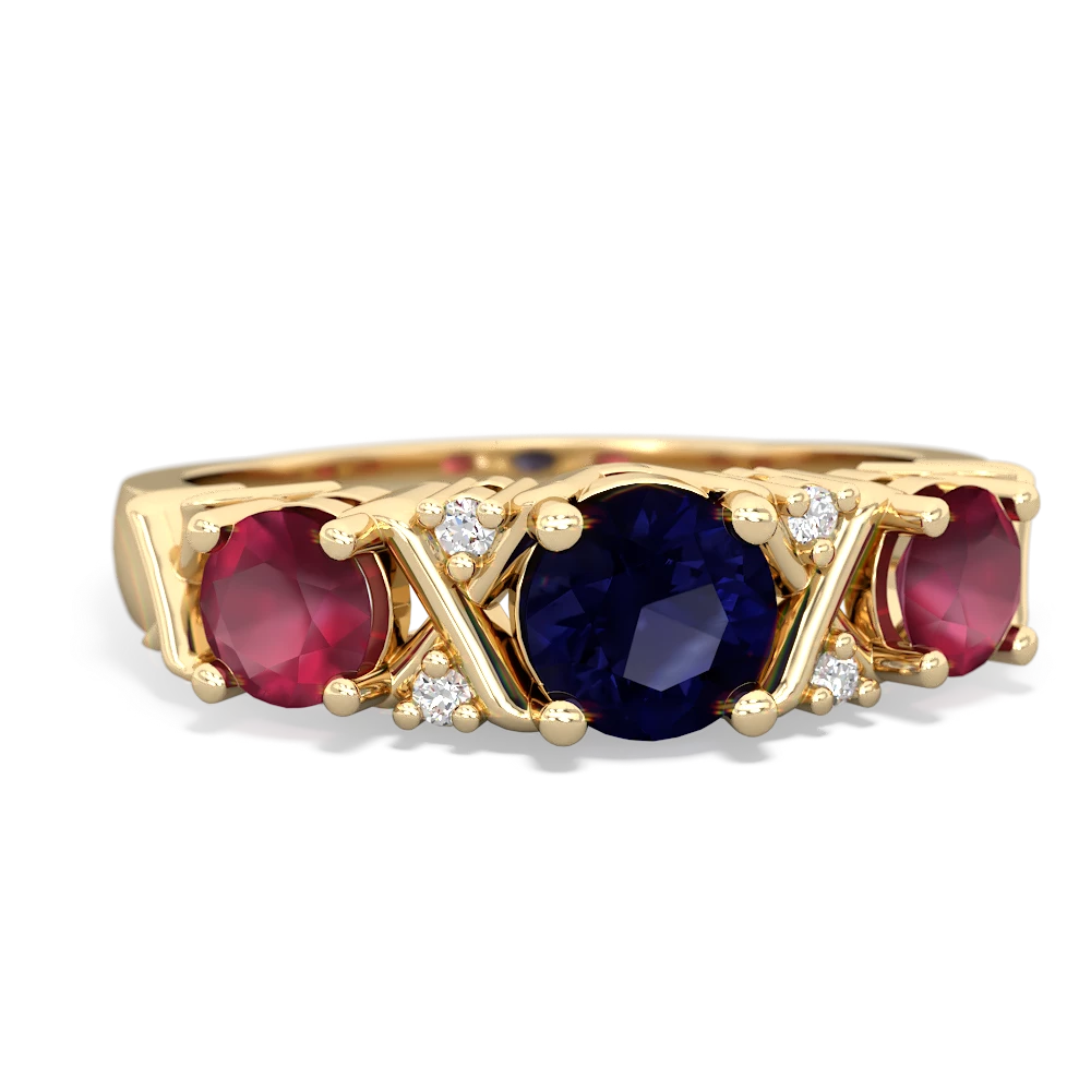 Sapphire Hugs And Kisses 14K Yellow Gold ring R5016