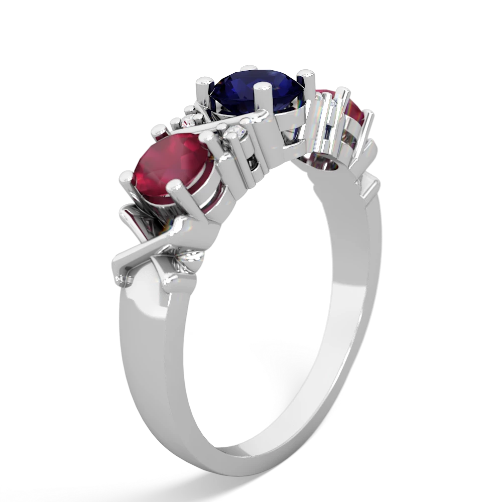 Sapphire Hugs And Kisses 14K White Gold ring R5016