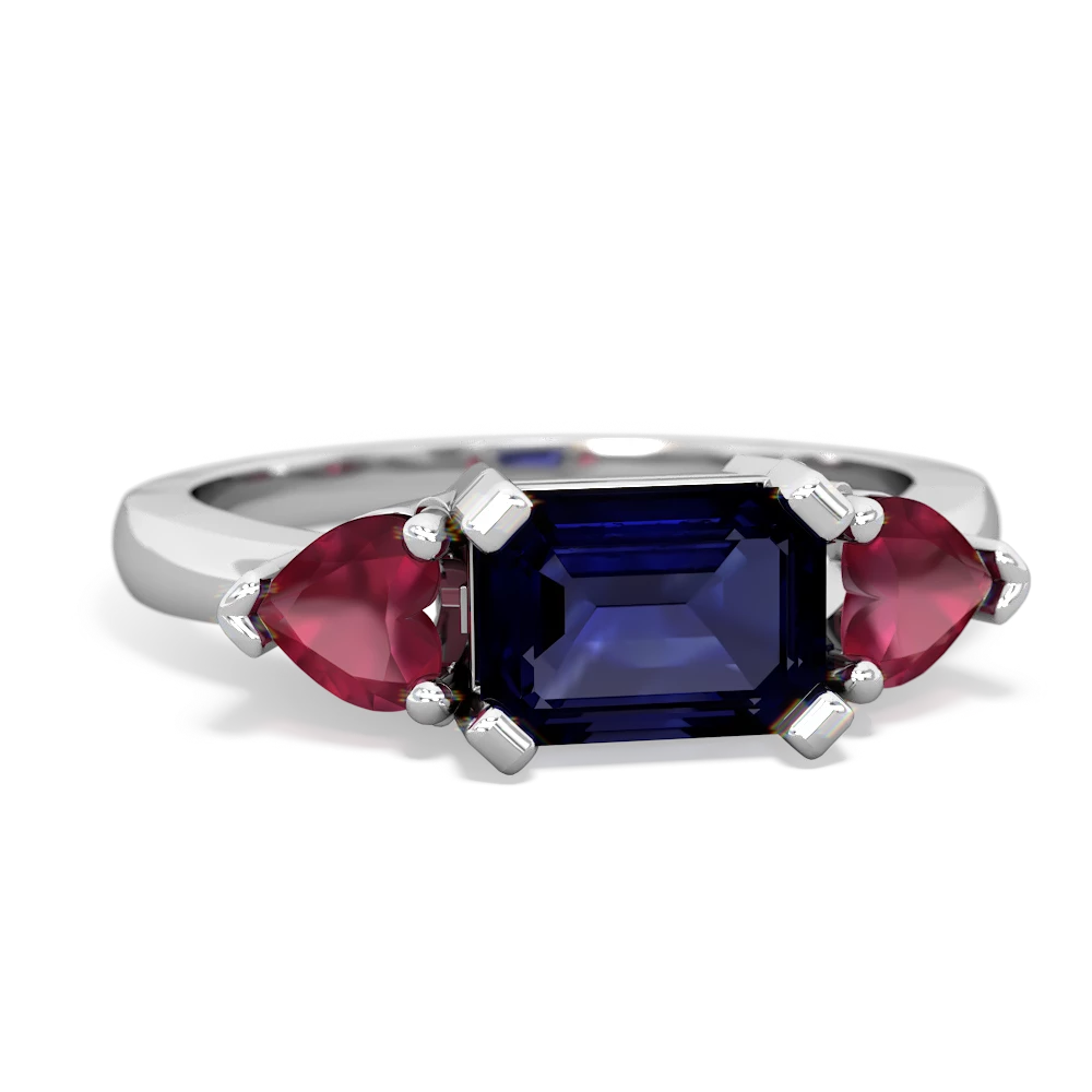 Sapphire Three Stone 14K White Gold ring R5235