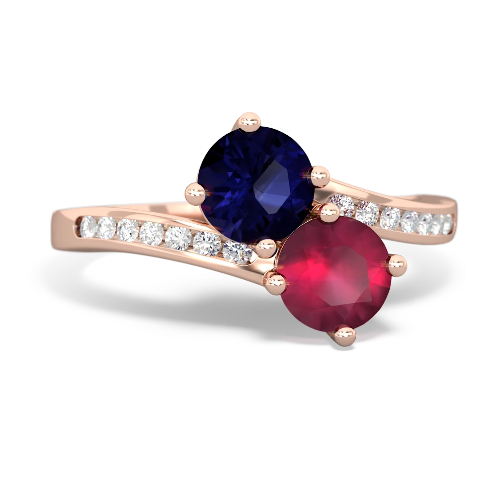 Sapphire Channel Set Two Stone 14K Rose Gold ring R5303