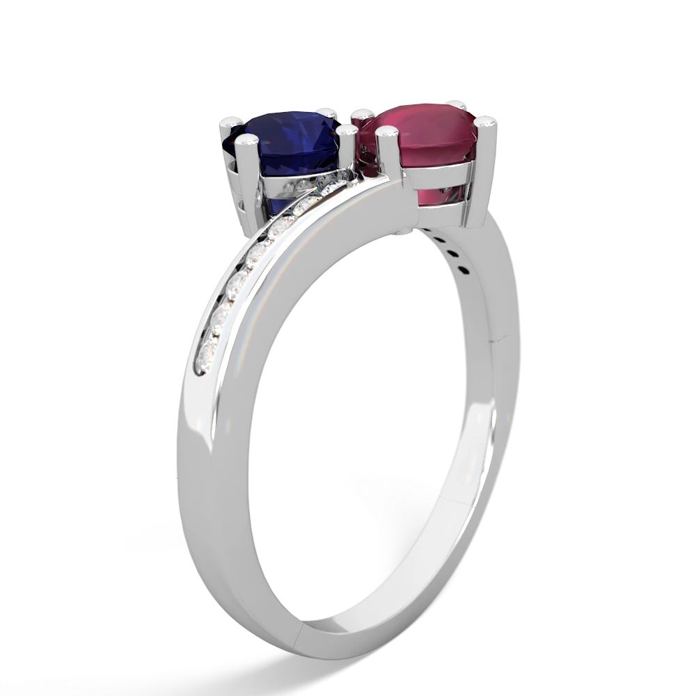 Sapphire Channel Set Two Stone 14K White Gold ring R5303