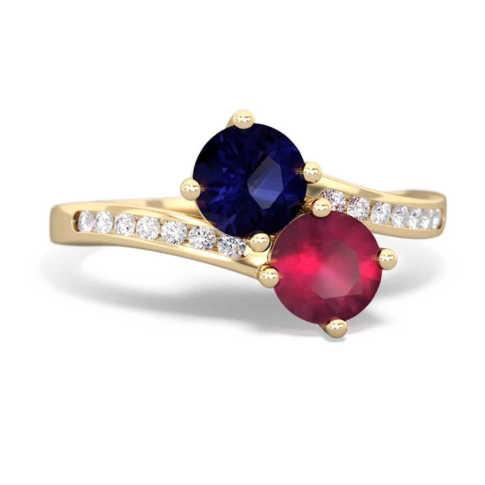 Sapphire Channel Set Two Stone 14K Yellow Gold ring R5303