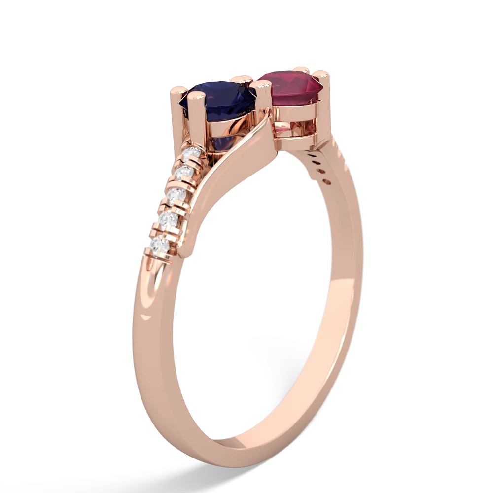 Sapphire Infinity Pave Two Stone 14K Rose Gold ring R5285