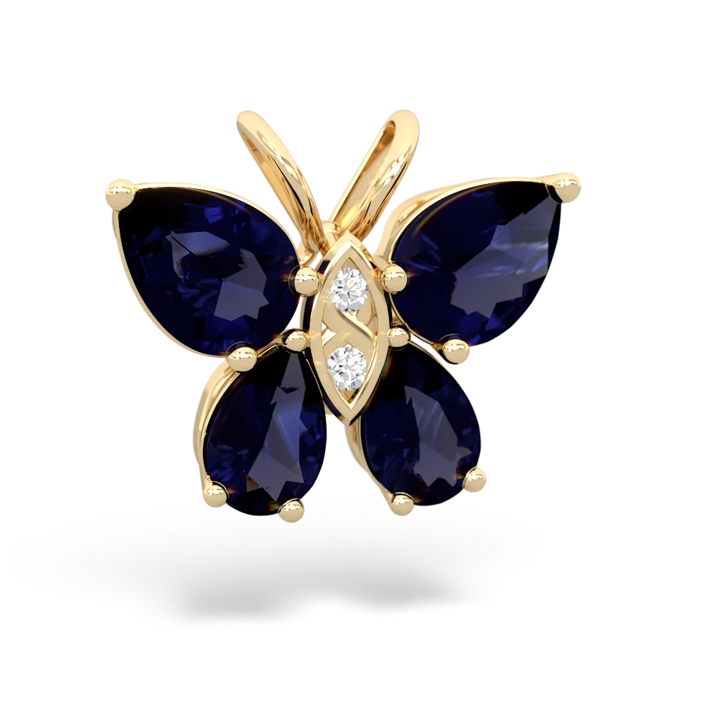 Sapphire Butterfly 14K Yellow Gold pendant P2215