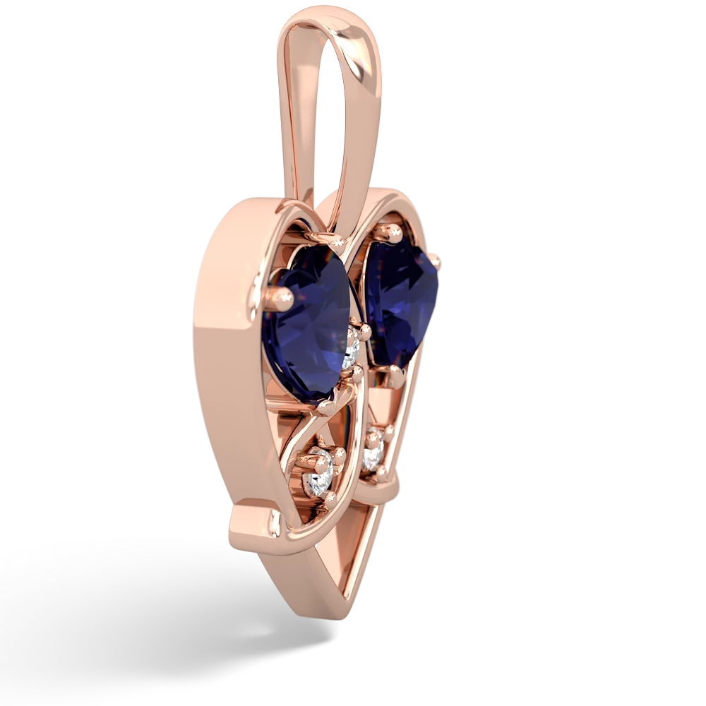 Sapphire Celtic Trinity Heart 14K Rose Gold pendant P5331