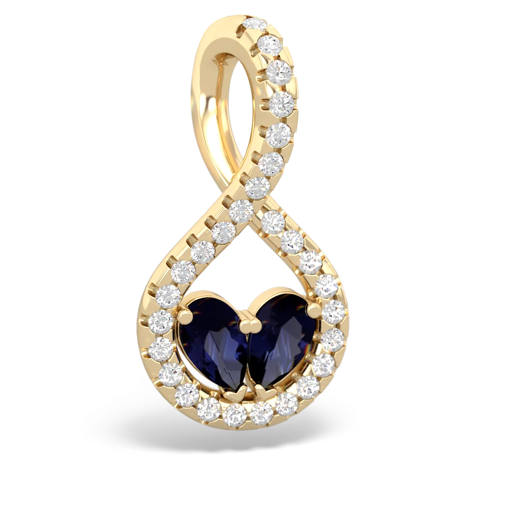 Sapphire Pave Twist 'One Heart' 14K Yellow Gold pendant P5360