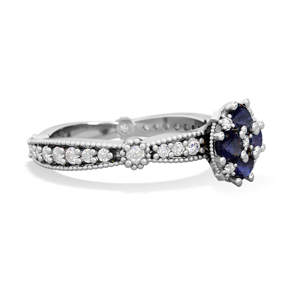 Sapphire Sparkling Tiara Cluster 14K White Gold ring R26293RD