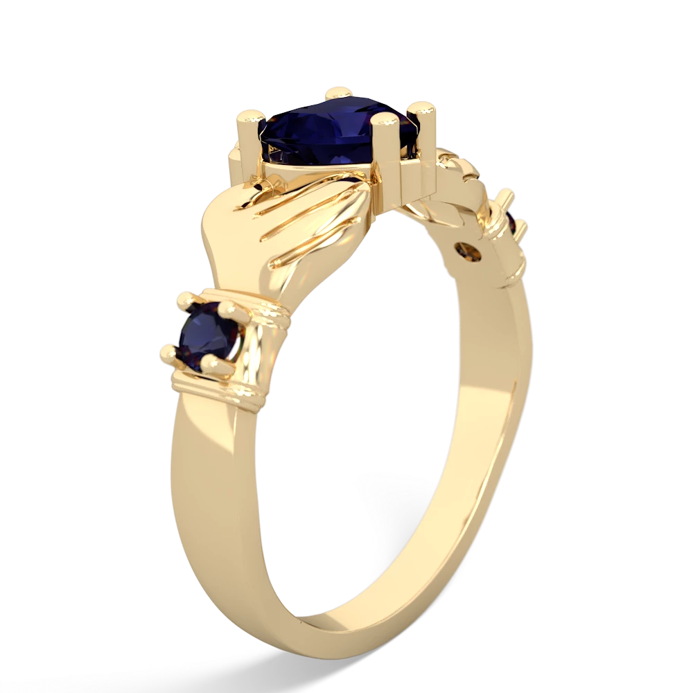 Lab Sapphire Claddagh Keepsake 14K Yellow Gold ring R5245