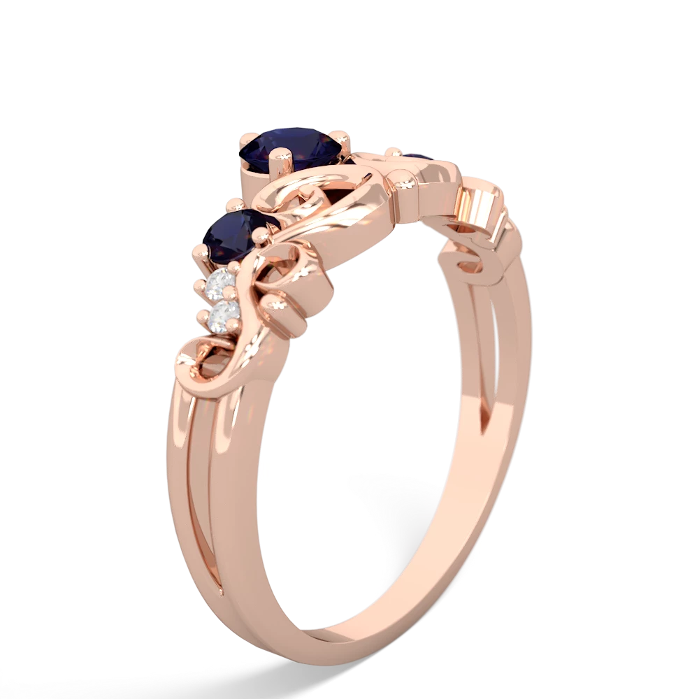 Lab Pink Sapphire Crown Keepsake 14K Rose Gold ring R5740