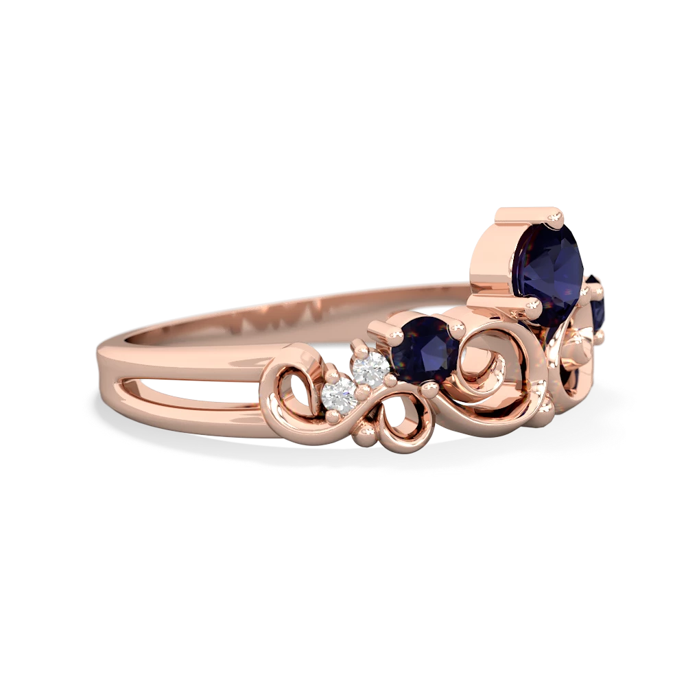 Lab Sapphire Crown Keepsake 14K Rose Gold ring R5740